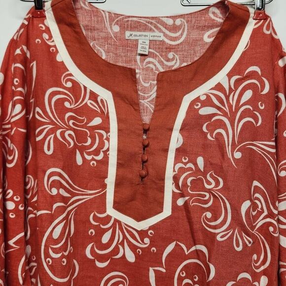 JM Collection Tunic Rust Orange White Top Womens 18w Long Shirt XL Ladies - Picture 3 of 8